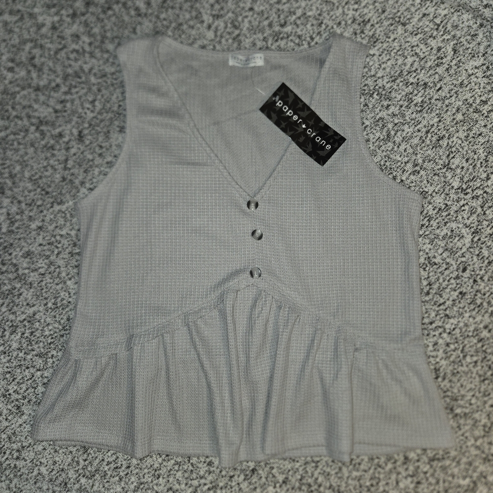 Paper Crane Light Gray Sleeveless Blouse